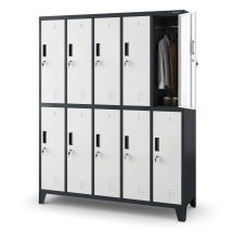 Spint Schließfachschrank 5b2a Metallspind Umkleideschrank 10 Fächer Stahlblech Pulverbeschichtet 172 Cm X 136 Cm X 45 Cm - Anthrazit/weiß - Jan Nowak