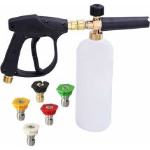 Hochdruck-schaumpistole, 1 L, Verstellbar, 1/4 Zoll, Schnellverschluss, Schneeschaumlanze, Seifenspenderflasche Mit 5 Düsen Und Schaumlanzenpistole 
