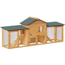 CadoCa – Rabbit Hutch 2 Floors with Removable Drawer – Wooden and Metal Construction – Brown – 204 cm x 45 cm x 84 cm