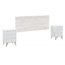 Cabezal Cama Matrimonio Sweet 135/150 Cm 2 Mesitas De Noche 3 Cajones Cada Una En Blanco Velho Y Blanco Artik 60x160x2,5 Cm