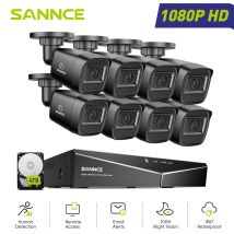 Sannce - Sistema Di Sicurezza Cablato Esterni 1080p 16ch 8 Telecamere Accesso Remoto Visione Notturna Kit Di Videosorveglianza,4tb Hdd