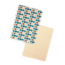 Dexam - Recycled Cotton Retro Spot Set Of 2 Tea Towels Teal