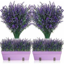 Dewdat - 12 Packs Artificial Lavender Bushes Artificial Greenery Lavender Flowers Uv Resistant Plants For Floral Arrangement, Centerpiece, Home Garden