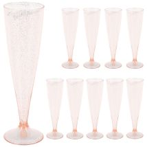 Lot De 10 Flûtes À Champagne En Plastique À Paillettes, Verres À Cocktail Jetables-18x5.5cm-rosy