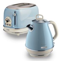 Ariete - Arpk3 Retro Style Jug Kettle And 2 Slice Toaster Set, Vintage Design, Blue