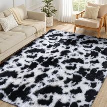 Tapis de salon à poils longs, lavable, antidérapant, moderne, moelleux et confortable, idéal pour le salon, la chambre ou la chambre d'enfant, 160 x 