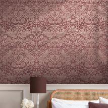 William Morris At Home - Papier Peint Intissé William Morris Strawberry Thief Fibrous Burgundy 1005 X 52cm Red