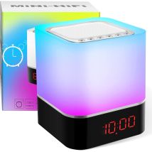 5-in-1-bluetooth-lautsprecher Mit Per Touch Dimmbarer Nachttischlampe, Swonuk Usbled 7-farben-licht Mit Wecker, Freisprechfunktion, Mp3-player, Mit Sd