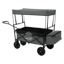 Carretto Pieghevole Con Tetto Grigio Carretto Da Trasporto Carrello Portatutto Porta-attrezzi Incl. 2x Tasche A Rete E Una Borsa Esterna Freno Della 