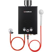 Chauffe-eau À Gaz De 6l/min Avec Housse De Pluie, Chauffe-eau Instantanés 11kw Au Gaz Propane/butane - Bw158bc - 30/37mbar - Noir - Camplux