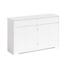 Buffet De Cuisine Bealife Meuble De Rangement En Bois Avec 2 Tiroirs 2 Étagères Réglables Et 4 Portes Blanc 140 X 89 X 40 Cm Pour Salle À Manger 