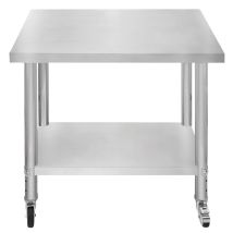 Gastro Edelstahl Arbeitstisch Vorbereitungstisch Küchentisch Mobil 76cm X 90cm