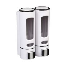 Muff - Wall Mounted Soap Dispensers 400mlx 2 Double Liquid Soap Dispenser Manual Soap Dispenser Disinfectant Shampoo Dispenser, White