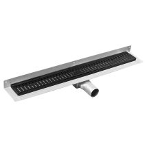 Manus - Canalina Doccia In Acciaio Inox Con Griglia Onda, 65x11x6 Cm, A Parete, Nera Gmo22b - Gelco