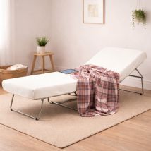 Dmora - Klappbett Dabay, Puff Umwandelbar In Einzelbett, 100% Made In Italy, Sitzpuff Aus Stoff Fürs Wohnzimmer, Cm 80x80h45, Rot