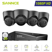 Sannce - 1080p 16ch Wired Surveillance Camera Kit 4 Bullet ... Wired Surveillance Camera 16ch 4 Camera Turret 2mp, Wired Security Camera System Night 