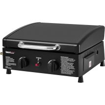 Royal Gourmet Tischgrill Gas , 2 Brenner Gasgrill Mit 5 Kw, Gasplancha Mit Deckel Kompakt Balkongrill Für Camping, Garten, Terrasse