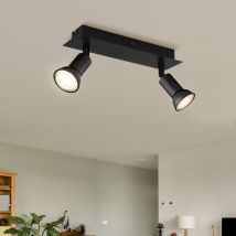 Etc-shop - Faretto Da Soffitto Plafoniera Faretti Da Soffitto Neri Lampada Da Soggiorno A 2 Fiamme Con Faretti Orientabili, Metallo, 2 Attacchi Gu10, 