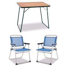 Pack Tavolo Pieghevole Multiuso Per Giardino O Spiaggia Solenny 80x60 Cm Di Durolac E 2 Sedie Da Spiaggia Pieghevoli Da 58x54x81 Cm