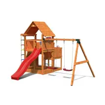 Fungoo – Gioco da giardino Big Leader Move rosso – Dimensioni 444x492xH318 cm – Scivolo 2,9 m – Max 12 bambini