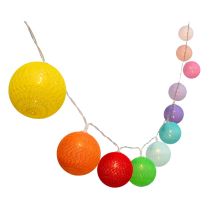 Ghirlanda solare di cotone a sfere 3,8 m – 10 palline LED colorate – Autonomia fino a 8 ore – IP 44