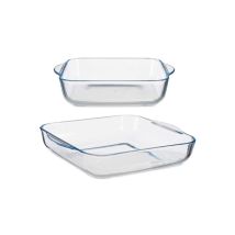 Juego De 2 Bandejas Horno Fabricadas En Cristal De Borosilicato 22x26 Y 28x32 12954 Vivalto