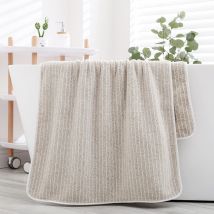 Spark - 1pcs)thick And Soft Quick Absorbent Coral Fleece Striped Bath Towel-brown