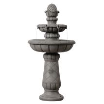 Teamson Home Fuente Bebedero Pájaros 2 Niveles 99 Cm, Cuenco Poco Profundo, Acabado Piedra Gris Claro Y Flujo Suave