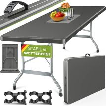 Tillvex Tavolo Da Giardino Pieghevole, Antracite, 180x75cm Tavolo Da Buffet In Plastica Con Maniglia Per Il Trasporto Tavolo Pieghevole Per Giardino, 