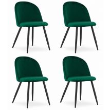 Sedie Valora Bello Velluto Verde Ergonomiche Gambe Nere X4