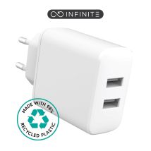 Cargador Estuff Infinite Usb-a Ue De 24 W, 2 Puertos Usb-a, Blanco, 98 % Reciclado, Es637005-bulk