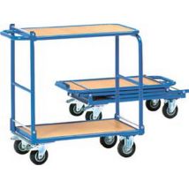 Fetra – Carrito de tubo de acero plegable – Capacidad 250 kg – Superficie de madera de haya – Color azul brillante