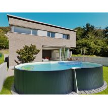 Stahlwandpool Achtform 540x350x120 Cm, Stahl 0,4 Mm Anthrazit, Folie 0,4 Mm Sand, Einhängebiese