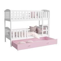 Lit Superpose Nilo 90x190 Tiroir Blanc - Rose