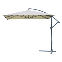 Dezentraler quadratischer Sonnenschirm 3 x 3 m – Stahlstruktur – Polyester 180 g/m² – Ø 48 mm Stangen – 8 Rippen – Farbe Beige