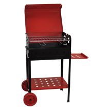 Barbacoa de carbón Stella – Hierro pintado – Con ruedas y balda lateral – Rejilla de acero