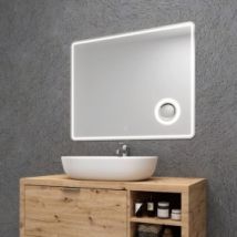Specchio A Led Rettangolare Hydra Con Ingranditore Retroilluminato 3d 90x70 Cm