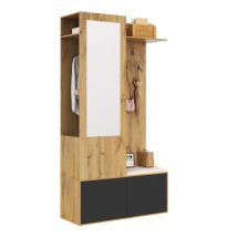 L'Ensemble Vestiaire Comprend 5 Patères, Un Miroir, Un Meuble À Chaussures, Une Étagère Supérieure Avec Un Espace Penderie Dissimulé Et Un Banc 