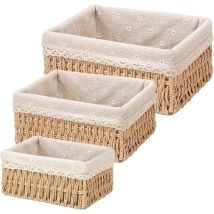 Cesto Portaoggetti, Set Di 3 Cestini Portaoggetti Intrecciati, Cestini Portaoggetti In Vimini, Cestini E Scatole Portaoggetti, Cestini In Corda Di 