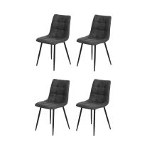 La Silla Española - Pack De Cuatro Sillas De Comedor Estilo Industrial Con Asiento Y Respaldo En Microfibra Modelo Barcelona En Color Pizarra