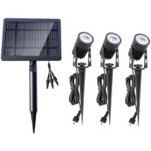 Solarsys Éclairage Solaire Extérieur 3 Spots Led Avec Panneau 3w, 3000k, 300 Lumens, Idéal Pour Jardin, Terrasse Et Rue