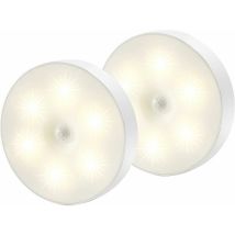 Way - Led Night Light, Magnetic Motion Sensor Light Indoor With Free Adhesive Pads, Stick Anywhere, Wireless Sensor Usb Rechargeable Warm White 2 Pack