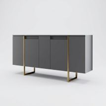 Aparador Moderno De Melamina Con Patas Metálicas Luxe Antracita - Oro