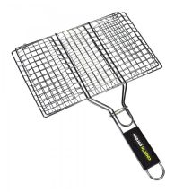 Steakgrill aus verchromtem Stahl – 34 x 22 cm – hitzebeständig – Soft-Touch-Griff – kompatibel mit vielen Marken