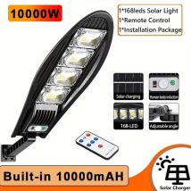 1pièces Lampe Solaire 168 Led 10000mah Réverbère Solaire Extérieur Étanche Led Pour Mur De Jardin Lampe Solaire À Angle Réglable Avec Modes À Distance