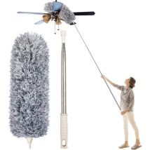 Houhence - Plumero De Microfibra Con Mango De Acero Inoxidable, Extensible De 76 A 254 Cm Para Limpiar Ventiladores De Techo, Persianas, Zócalos Y 