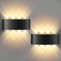 2pcs Moderne Imperméable Lampe Murale Led Applique Murale Up Down Aluminium Lèche-murs Led Intérieur Extérieur Pour Salle De Bains Chambre À Coucher 