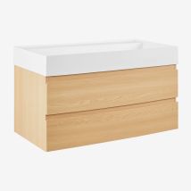 Sklum - Conjunto De Mueble De Baño En Madera Y Chapa De Fresno Con Lavabo Integrado Ona