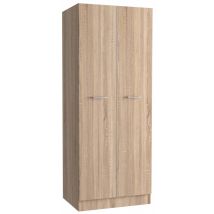 Kit armadio 2 ante 74x52x184h rovere chiaro – Truciolare melaminico – Facile da montare – CAP-96996