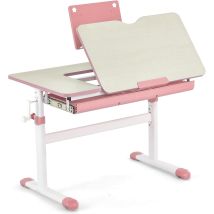 Kinderschreibtisch Höhenverstellbar 51-73cm, Mit Neigbarer Tischplatte, Bücherständer, Schublade, Für 3-12 Jahre Kinder Rosa - Costway